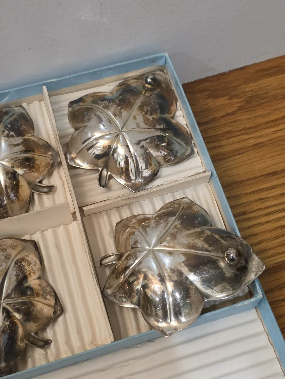 Tiffany & Co. Sterling Silver Leaf Shaped Nut Candy Trinket Dish - Set Of 4
